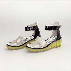 Fly London Black and Silver Sandals